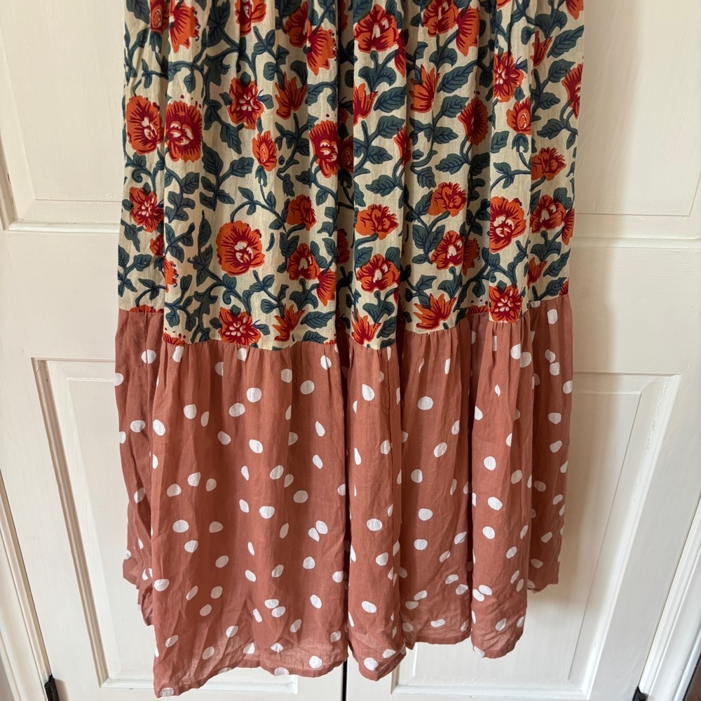 ROLLER RABBIT Rosetone Polka Dot Floral Tiered DAKOTA Maxi Dress NEW Size Small - Picture 7 of 16